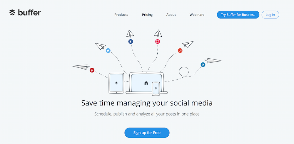 Buffer schedule your posts at the right time on all your social networks